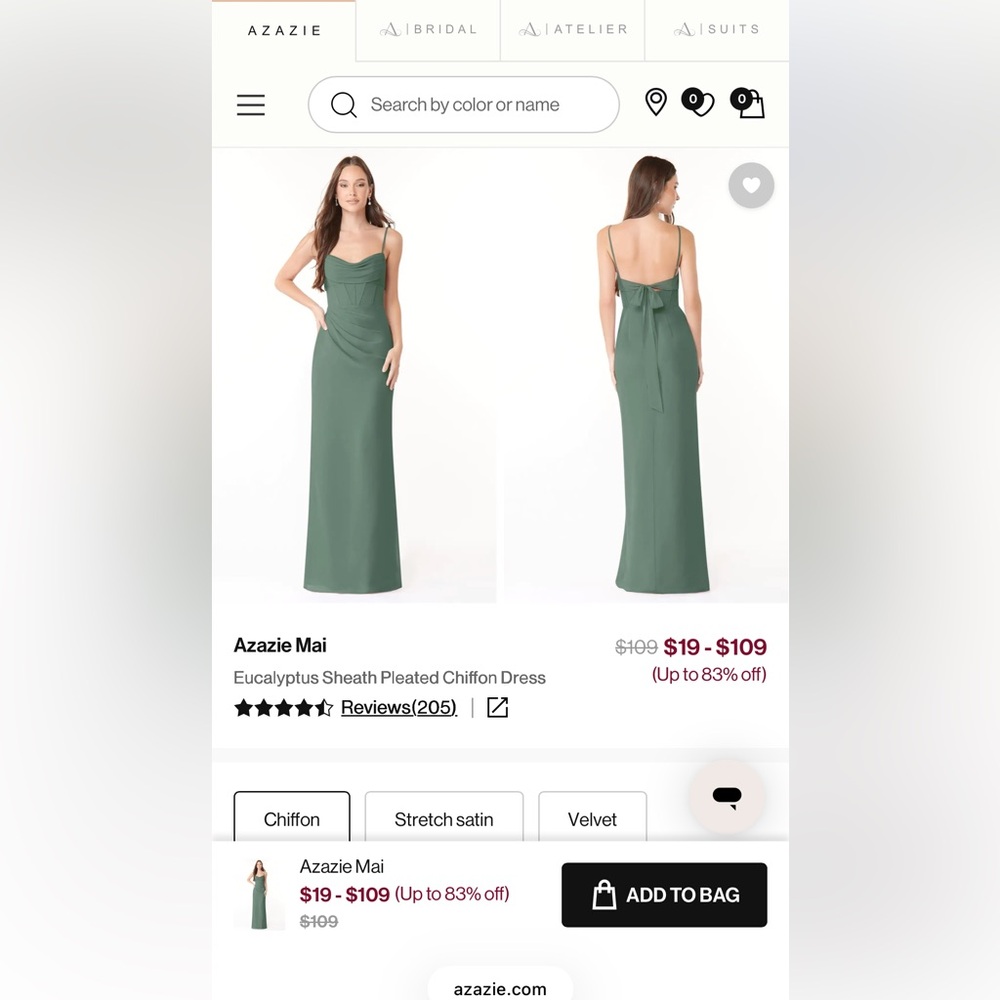 Azazie Dark Green Maxi Dress